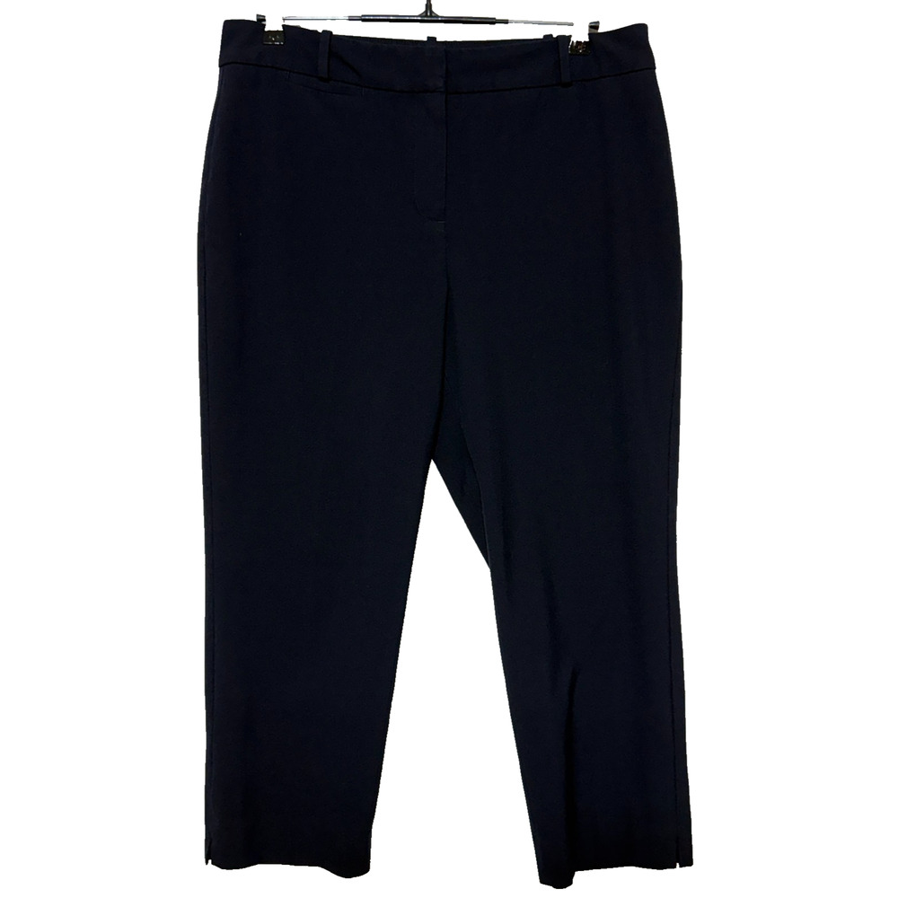 Talbots Pants Womens 12 Blue Side‎ Zip Stretch Curvy Dress Trousers Actual 35X25